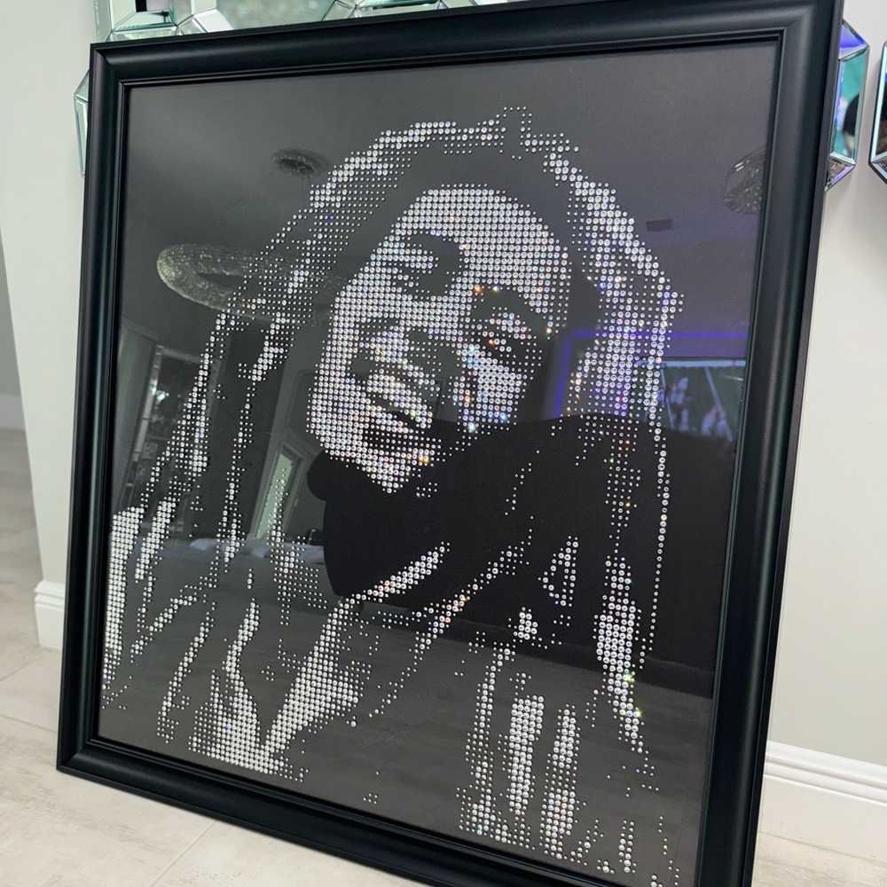 BOB MARLEY bedazzled Swarovski crystal portrait..